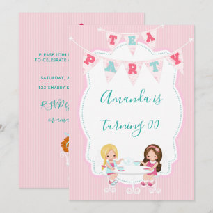 Invitation Fête d'anniversaire shabby-chic personnalisée pour