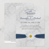 Invitation Fête d'anniversaire Shasta Daisy Navy Blue (Devant / Derrière)