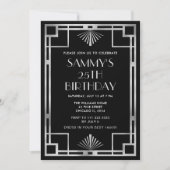 Invitation Fête d'anniversaire Silver and Black Art Déco (Devant)