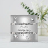 Invitation Fête d'anniversaire Silver Grey Pearl Diamond (Debout devant)