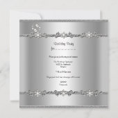 Invitation Fête d'anniversaire Silver Grey Pearl Diamond (Dos)