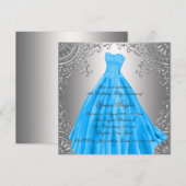 Invitation Fête d'anniversaire Silver Teal Blue pour une Swee (Devant / Derrière)