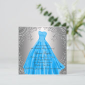 Invitation Fête d'anniversaire Silver Teal Blue pour une Swee (Debout devant)