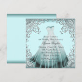 Invitation Fête d'anniversaire Silver Teal Blue pour une Swee (Devant / Derrière)