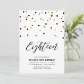 Invitation Fête d'anniversaire simple 18 ans Black & Gold (Debout devant)