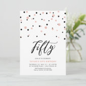 Invitation Fête d'anniversaire simple Black & Rose Gold Fifty (Debout devant)