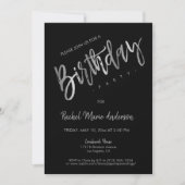 Invitation Fête d'anniversaire simple Black Silver Foil (Devant)