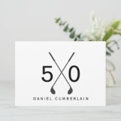 Invitation Fête d'anniversaire simple de golf noir 50 ans (Debout devant)