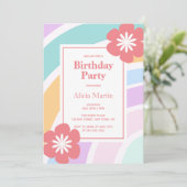 Invitation Fête d'anniversaire simple et moderne Pastel Rainb (Debout devant)