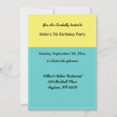 Invitation Fête d'anniversaire simple jaune piscine bleue Res (Devant)