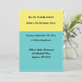 Invitation Fête d'anniversaire simple jaune piscine bleue Res (Debout devant)