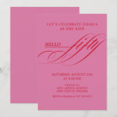 Invitation Fête d'anniversaire Simple Moderne Calligraphie Ci (Devant / Derrière)