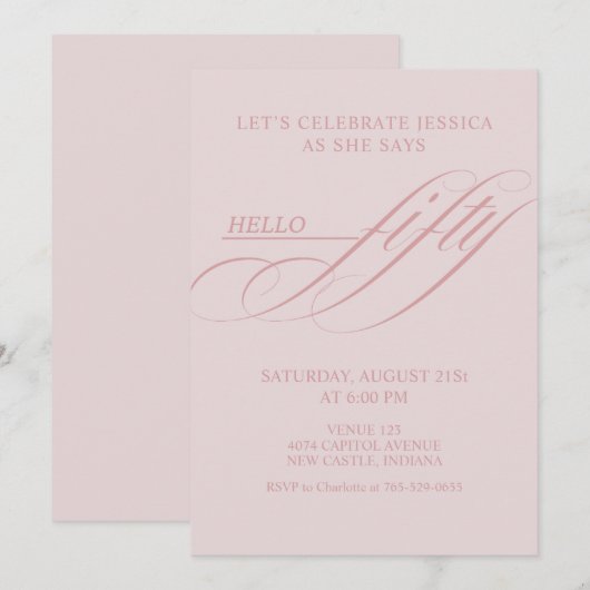 Invitation Fête d'anniversaire Simple Moderne Calligraphie Ci (Devant / Derrière)