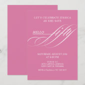 Invitation Fête d'anniversaire Simple Moderne Calligraphie Ci (Devant / Derrière)