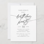 Invitation Fête d'anniversaire simple moderne | Noir et Blanc (Devant)