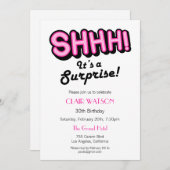 Invitation Fête d'anniversaire simple rose et blanc (Devant / Derrière)