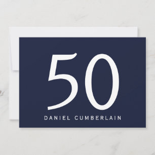 Invitation Fête d'anniversaire simple surprise 50 ans Navy