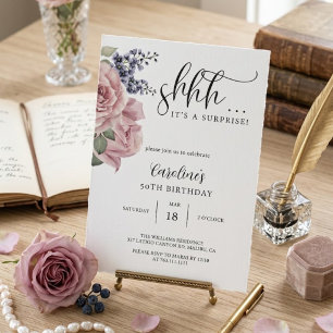 Invitation Fête d'anniversaire simple surprise florale