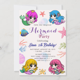 Invitation Fête d'anniversaire sirène