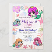 Invitation Fête d'anniversaire sirène (Devant)
