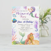 Invitation Fête d'anniversaire sirène (Debout devant)