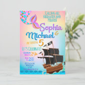 Invitation Fête d'anniversaire Sirène et Pirate (Debout devant)