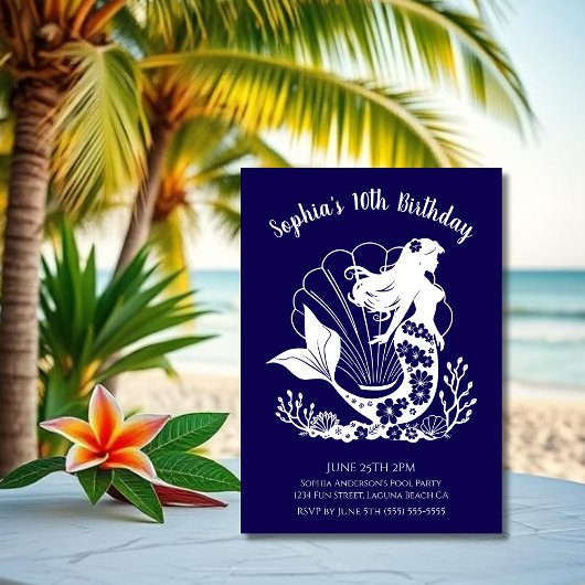 Invitation Fête d'anniversaire - Sirène Hawaïenne