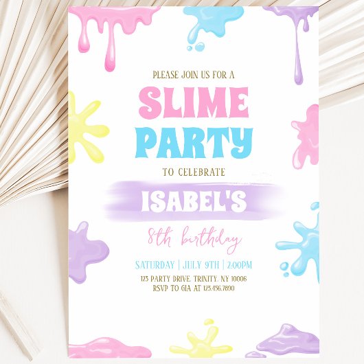 Invitation Fête d'anniversaire Slime