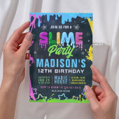 Invitation Fête d'anniversaire Slime Editable