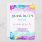 Invitation Fête d'anniversaire Slime modifiable (Devant)