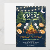 Invitation Fête d'anniversaire S'mores de feu de camp amusant (Devant / Derrière)