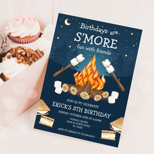 Invitation Fête d'anniversaire S'mores S'mores Anniversaire d
