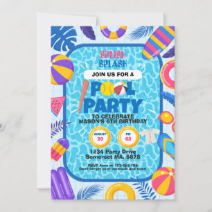 Invitation Fête d'anniversaire Softball Pool Party