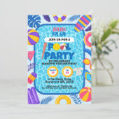 Invitation Fête d'anniversaire Softball Pool Party (Debout devant)