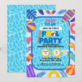 Invitation Fête d'anniversaire Softball Pool Party (Devant / Derrière)