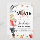 Invitation Fête d'anniversaire soirée cinéma (Devant)