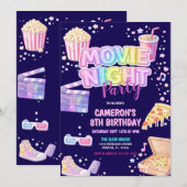 Invitation Fête d'anniversaire soirée cinéma (Devant / Derrière)