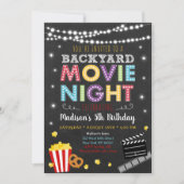 Invitation Fête d'anniversaire soirée cinéma dans le jardin (Devant)