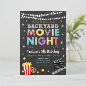 Invitation Fête d'anniversaire soirée cinéma dans le jardin (Debout devant)