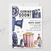 Invitation Fête d'anniversaire Soirée cinéma pour enfants mod (Devant)