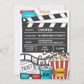 Invitation Fête d'anniversaire soirée cinéma pour garçons (Devant)