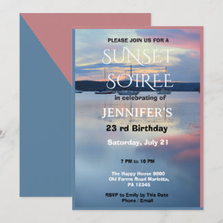 Invitation Fête d'anniversaire Soirée de coucher de soleil