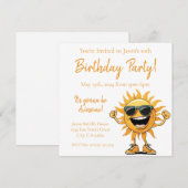 Invitation Fête d'anniversaire - Soleil souriant avec lunette (Devant / Derrière)