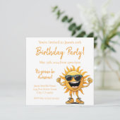 Invitation Fête d'anniversaire - Soleil souriant avec lunette (Debout devant)