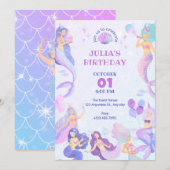 Invitation Fête d'anniversaire sous la mer (Devant / Derrière)
