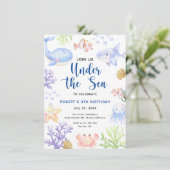 Invitation Fête d'anniversaire sous la mer (Debout devant)