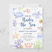 Invitation Fête d'anniversaire sous la mer (Devant)
