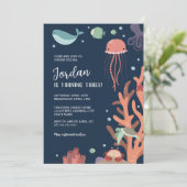 Invitation Fête d'anniversaire sous la mer (Debout devant)