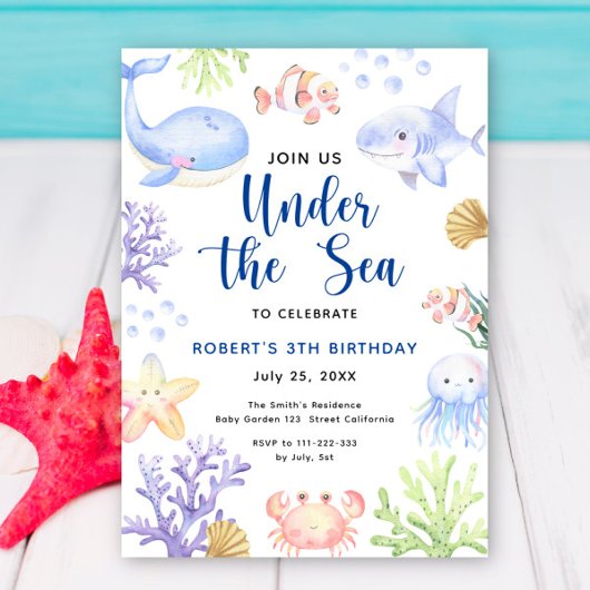 Invitation Fête d'anniversaire sous la mer