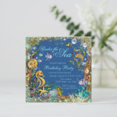 Invitation Fête d'anniversaire sous la mer (Debout devant)